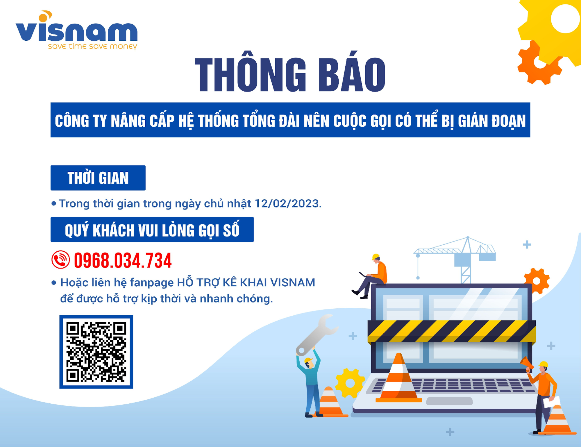 Thông báo: Nâng cấp hệ thống tổng đài 1900 6134